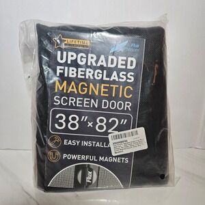 Flux Phenom Upgraded Fiberglass Magnetic Screen Door 38x82 Inch Black